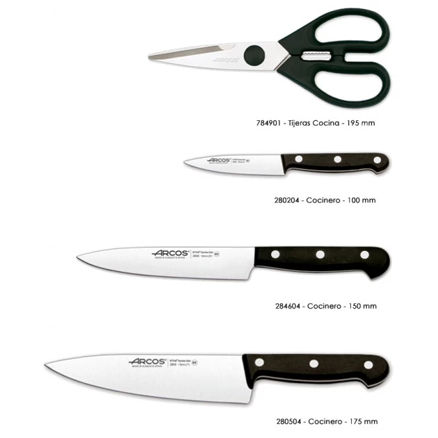 Bloc à Couteaux 4 Pièces (3 Couteaux + Ciseaux) UNIVERSAL Noir Arcos 4 Bloc à Couteaux 4 Pièces (3 Couteaux + Ciseaux) UNIVERSAL Noir Arcos – Image 2