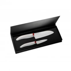 Coffret Kyocera - 1 Couteau D'Office + 1 Santoku, Manche Blanc