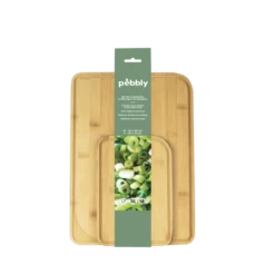 Lot 2 Planches à Découper Bambou Avec Rigole Vert Sauge Pebbly